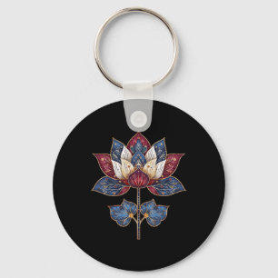 Lotus Flower Vintage Japanese Zen Buddhist Buddhis Key Ring