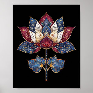 Lotus Flower Vintage Japanese Zen Buddhist Buddhis Poster