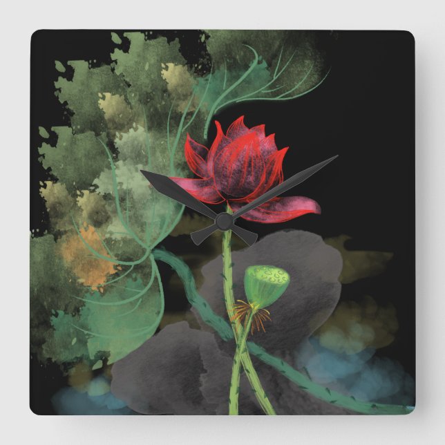 Lotus Flower Wall Clock  (Front)