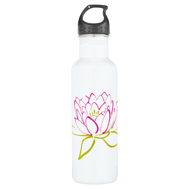 Lotus Flower / Water Lily Illustration 710 Ml Water Bottle (Front)