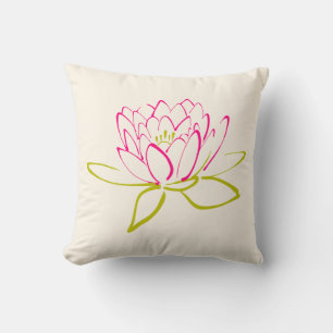 Lotus Flower / Water Lily Illustration Cushion