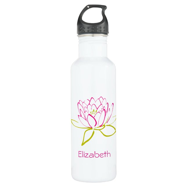Lotus Flower Water Lily Illustration Custom 710 Ml Water Bottle (Front)