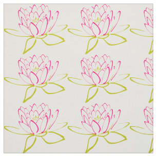 Lotus Flower / Water Lily Illustration Fabric