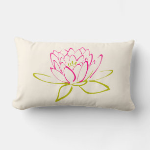 Lotus Flower / Water Lily Illustration Lumbar Cushion