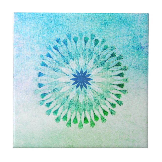 Lotus Flower Watercolor Beach Art Healing Yoga Tile (Front)