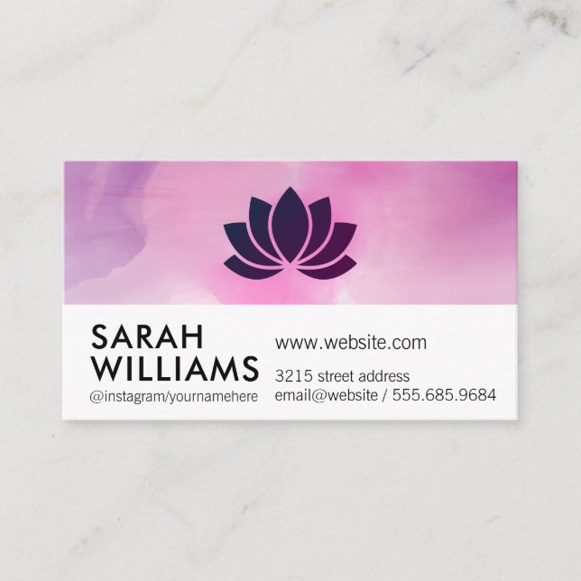 Lotus Flower | Watercolor Business Card (Front)