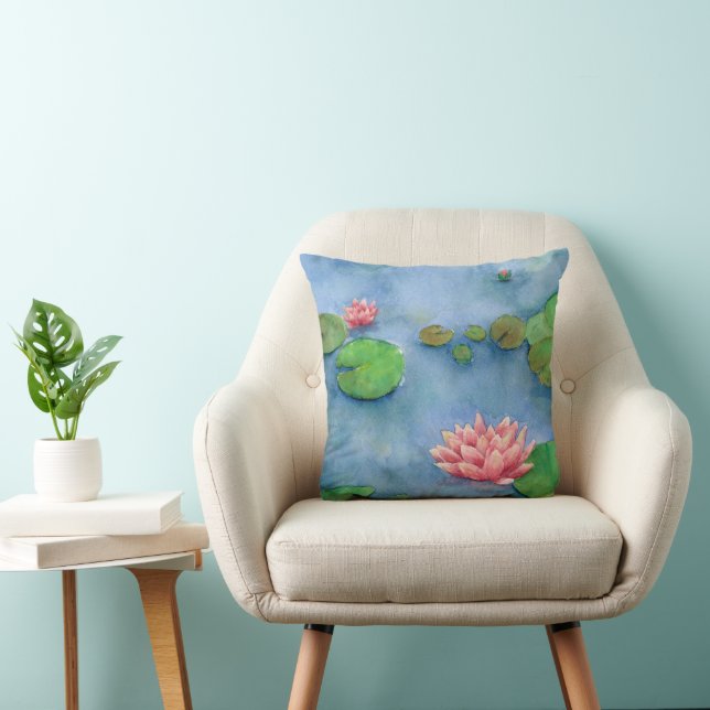 Lotus flower watercolor cushion (Chair)