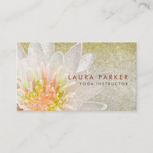 Lotus Flower Watercolor Healing Meditation Yoga Business Card (Front)