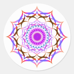 Lotus Flower Watercolor  Mandala Healing Yoga Classic Round Sticker