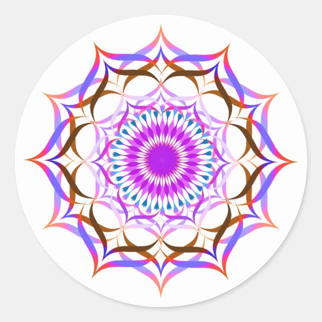 Lotus Flower Watercolor  Mandala Healing Yoga Classic Round Sticker (Front)
