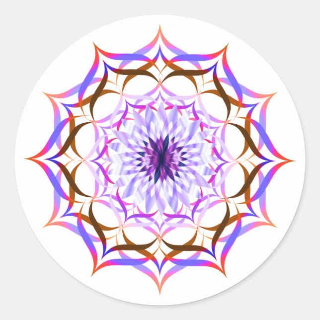 Lotus Flower Watercolor  Mandala Healing Yoga Classic Round Sticker (Front)