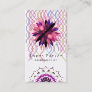 Lotus Flower Watercolor Mandala Yoga Holistic Spa Business Card