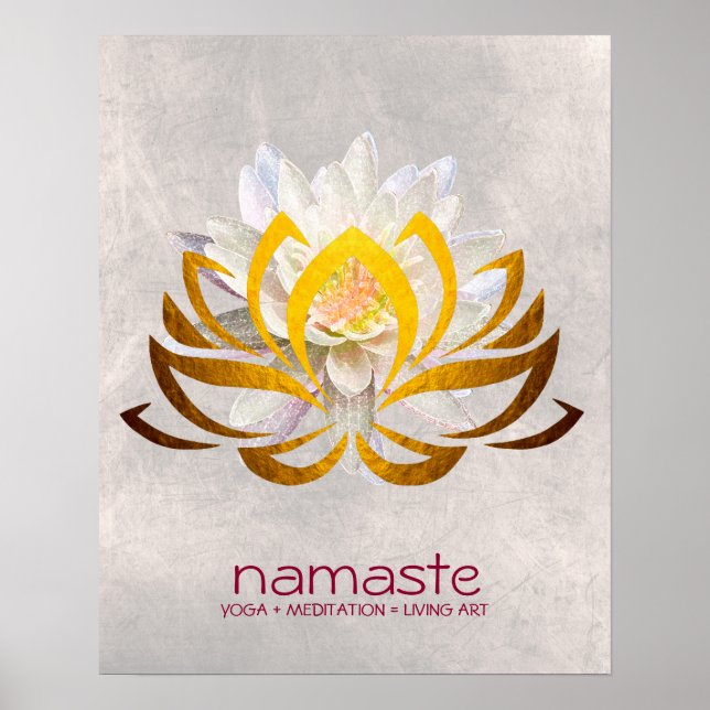 Lotus Flower Watercolor Namaste Yoga Meditation Poster (Front)