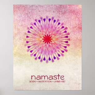 Lotus Flower Watercolor Namaste Yoga Meditation Poster