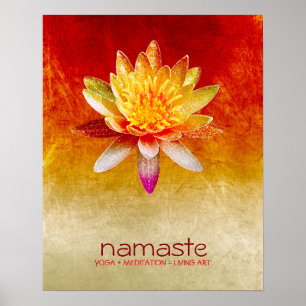 Lotus Flower Watercolor Namaste Yoga Meditation Poster