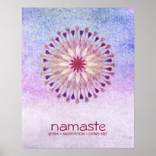 Lotus Flower Watercolor Namaste Yoga Meditation Poster