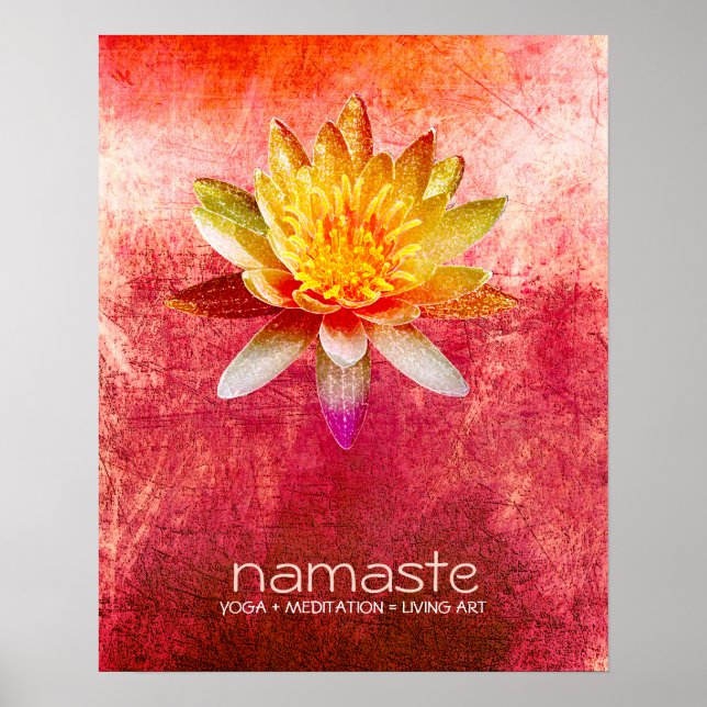 Lotus Flower Watercolor Namaste Yoga Meditation Poster (Front)