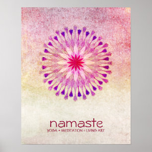 Lotus Flower Watercolor Namaste Yoga Meditation Poster