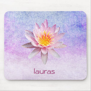 Lotus Flower Watercolor Peacock Yoga Meditation Mouse Pad