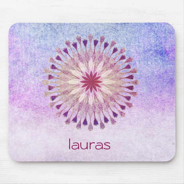 Lotus Flower Watercolor Yoga Meditation Mouse Pad (Front)