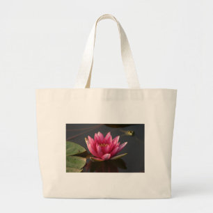 Lotus flower with frog large tote bag