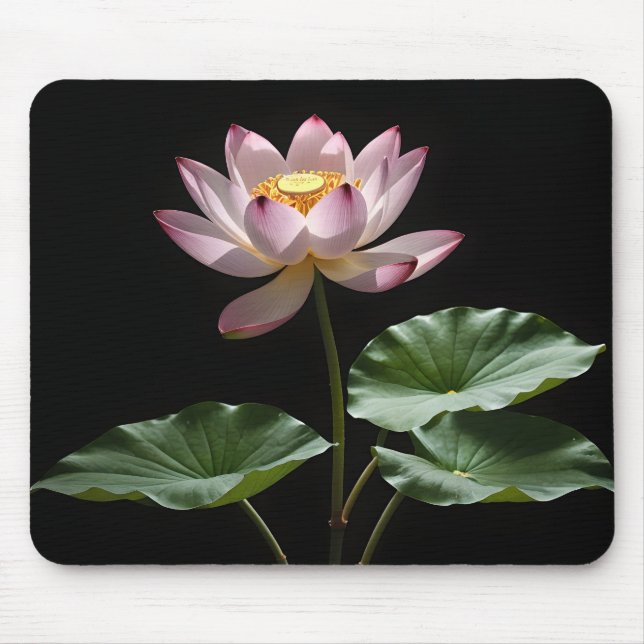 Lotus flower with leaves digital art  mouse pad (Front)