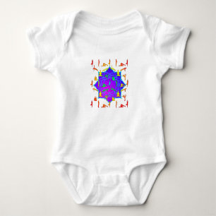 Lotus Flower With Yoga Poses Baby Bodysuit