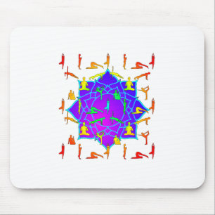 Lotus Flower With Yoga Poses Mouse Pad