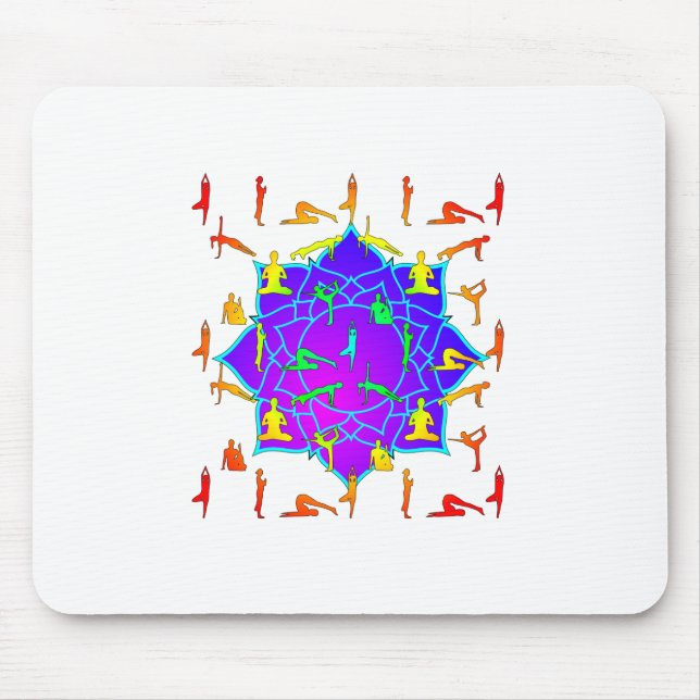Lotus Flower With Yoga Poses Mouse Pad (Front)