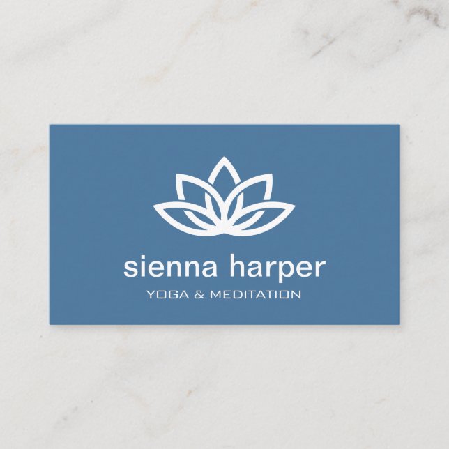 Lotus Flower Yoga Instructor Navy Blue Business Card (Front)