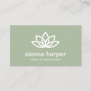 Lotus Flower Yoga Instructor Sage Green Business Card