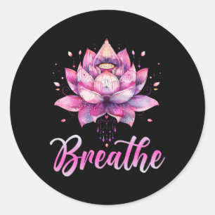 Lotus Flower Yoga Meditation Breathe _1 Classic Round Sticker