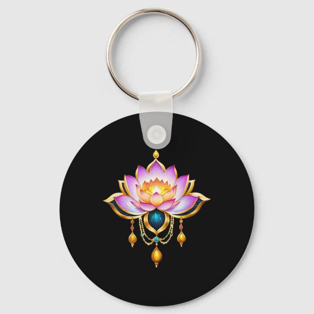 Lotus Flower Yoga Metaphysical _2  Key Ring (Front)