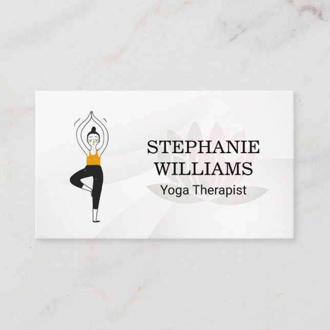 Lotus Flower Yoga Pose Illustration Business Card (Front)