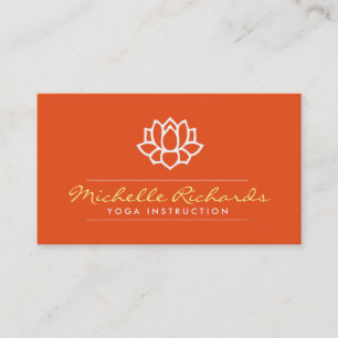 Lotus Flower Yoga Teacher, Life Coach Orange Business Card
