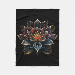 Lotus Flower Yoga Zen Bohemian Namaste Meditation Fleece Blanket