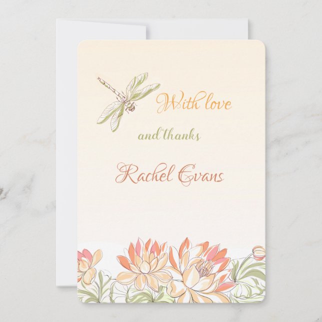 Lotus Flowers and Dragonfly Thank You Cards (Front)