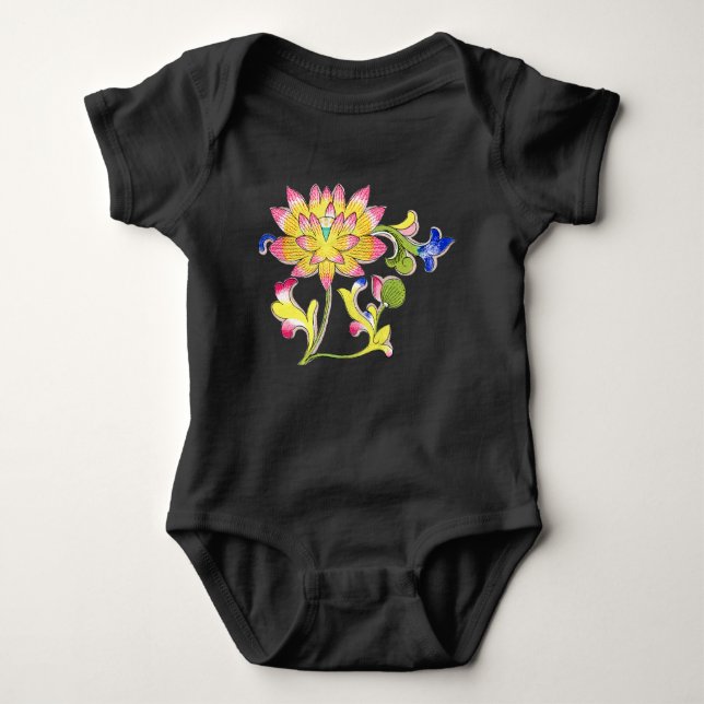 Lotus Flowers and Vine Baby Bodysuit (Front)