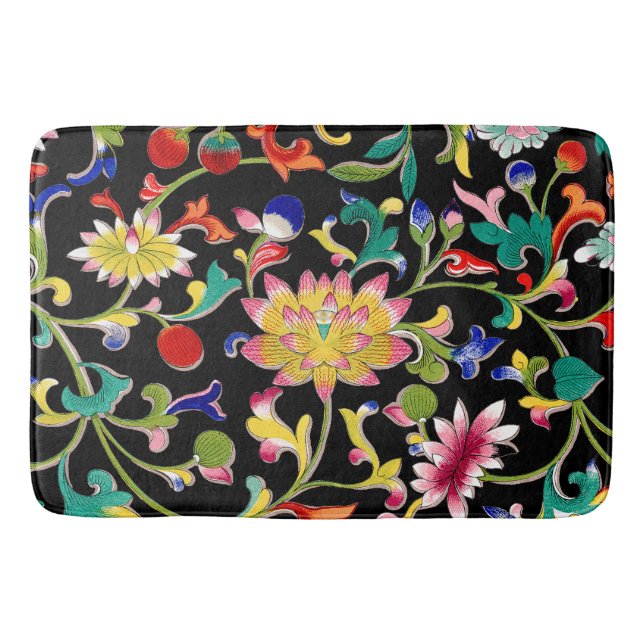 Lotus Flowers and Vine Bath Mat (Front)