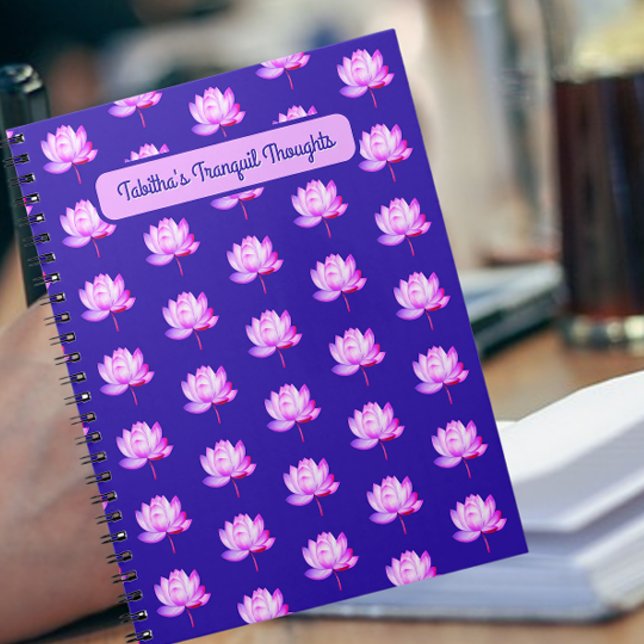 Lotus Flowers Blue Background Notebook (Creator Uploaded)