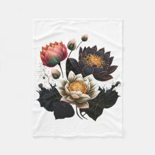 Lotus Flowers Buddhism Spiritual Symbol Yoga Namas Fleece Blanket