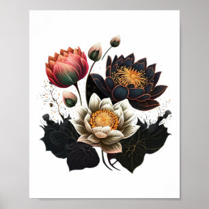 Lotus Flowers Buddhism Spiritual Symbol Yoga Namas Poster