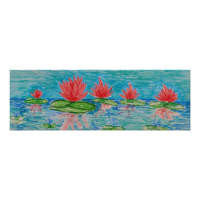 Lotus flowers Drawing Photo Print (Front)