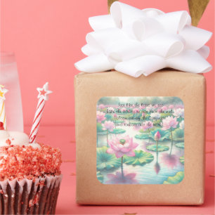 Lotus Flowers & Quote Square Sticker