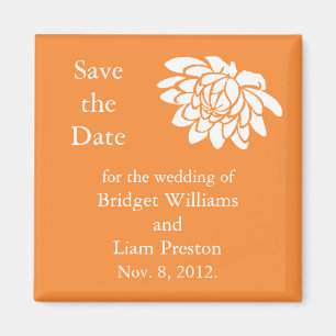 Lotus Flowers Save the Date Magnet (bright orange)
