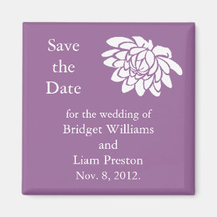 Lotus Flowers Save the Date Magnet (dark purple)