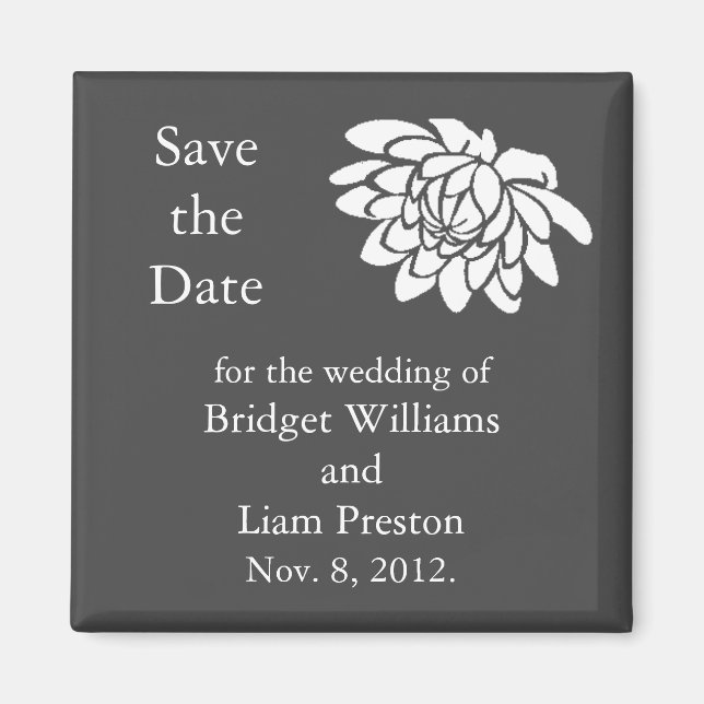 Lotus Flowers Save the Date Magnet (grey) (Front)