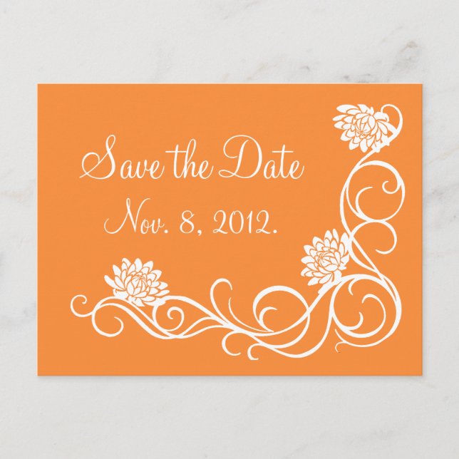Lotus Flowers Save the Date Postcard-bright orange Announcement Postcard (Front)