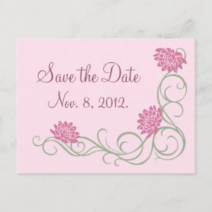 Lotus Flowers Save the Date Postcard (pink)