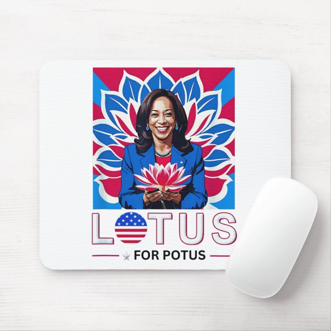 Lotus for Potus Kamala Harris President Campaign Mouse Pad (With Mouse)